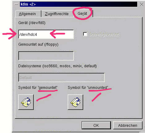 Einstellungen des Symbols